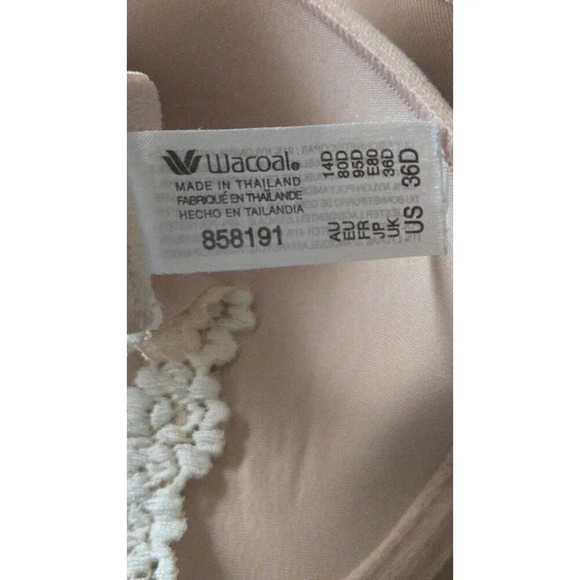 Wacoal Embrace Lace Push Up Bra 858191 Sand Beige Size 36D - Picture 4 of 5